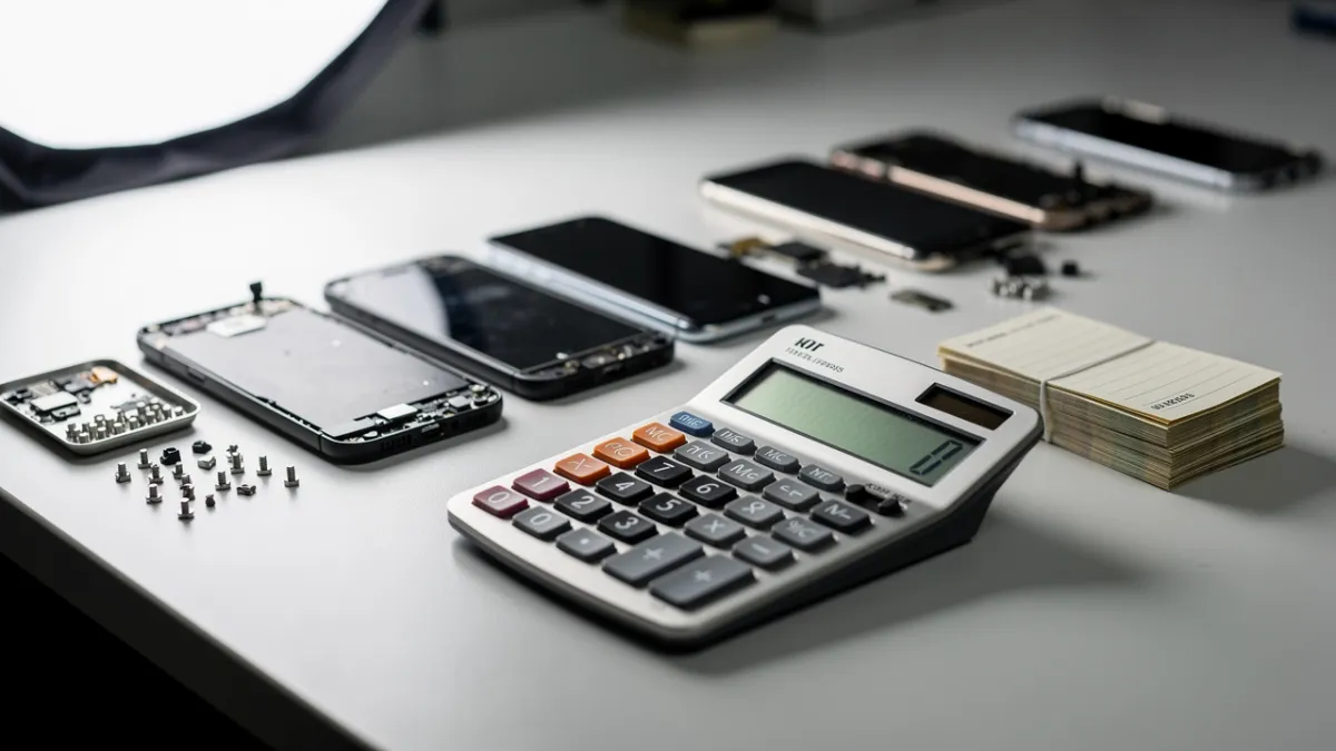 Bancada de assistência técnica em operação, mostrando que dá para viver de conserto de celular